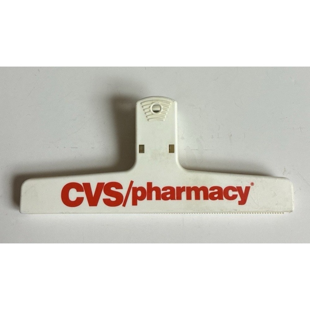 Bag Clip CVS Pharmacy Red Board File Chips Plastic 6in Vintage